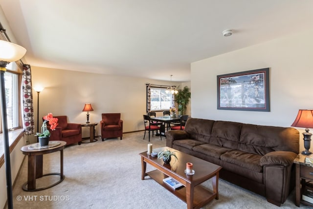 1942 Trail Ridge St, Arlington Heights, IL 60004 - carpeted living area featuring a chandelier and baseboards
