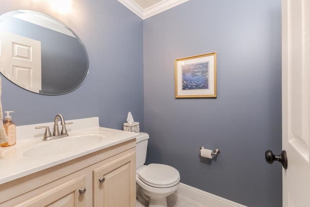 605 Ironwood Cc Dr, Normal, IL 61761 - bathroom with crown molding, vanity, and tile patterned floors