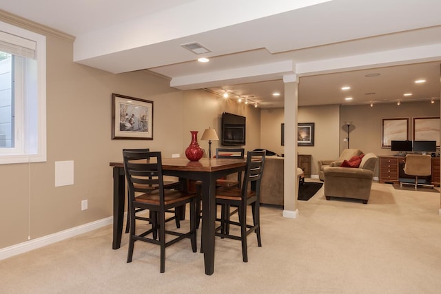 605 Ironwood Cc Dr, Normal, IL 61761 - dining space with light carpet and recessed lighting