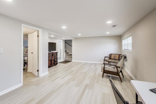 7203 W Lill St, Niles, IL 60714 - living area featuring recessed lighting, stairway, and light wood-type flooring
