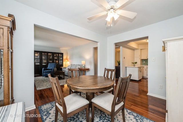 521 Coventry Ln Unit 3, Crystal Lake, IL 60014 - dining area with dark wood-type flooring and ceiling fan