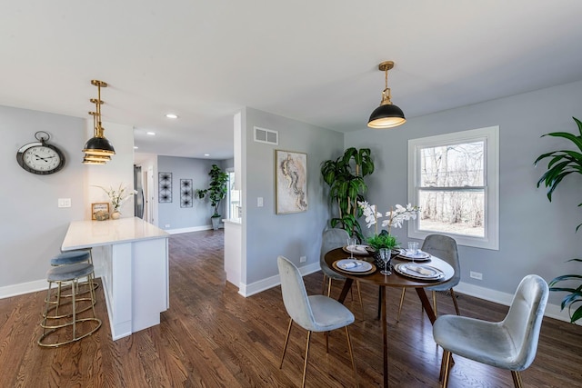 22W046 Mccormick Ave, Glen Ellyn, IL 60137 - dining space with dark wood finished floors, plenty of natural light, and recessed lighting