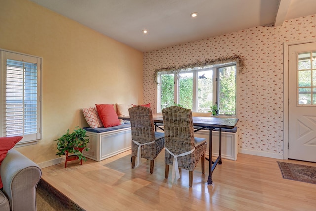 410 W 12th St, Sterling, IL 61081 - dining area with light wood-style floors, wallpapered walls, and recessed lighting