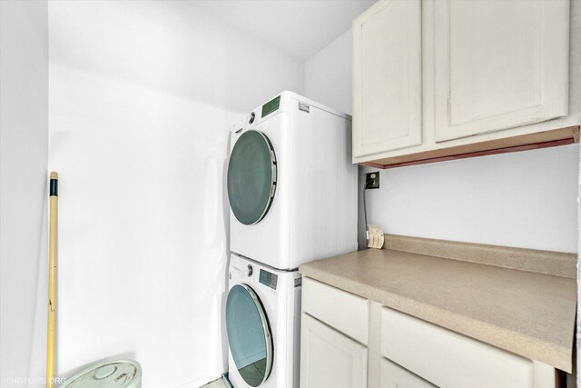 461 N Jonathan Dr Unit 204, Palatine, IL 60074 - laundry area with stacked washer / drying machine and cabinet space