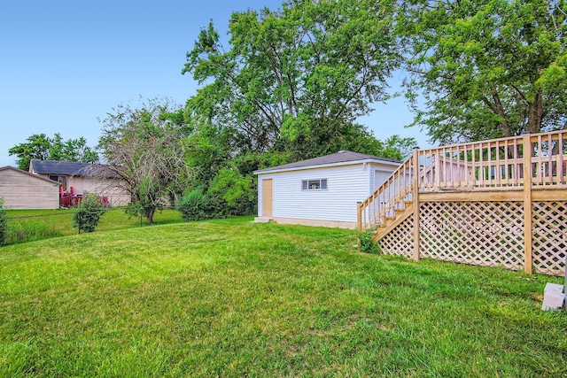4723 Lee Ct, Richton Park, IL 60471 - view of grassy yard featuring a deck and stairs