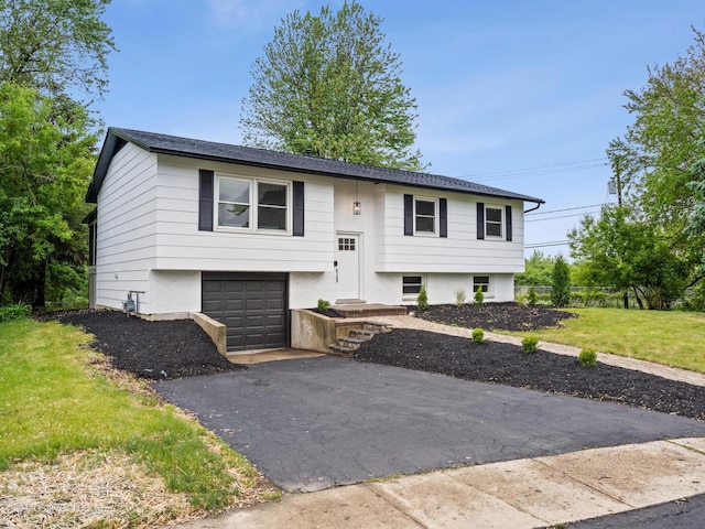 6950 Longmeadow Ln, Hanover Park, IL 60133 - raised ranch with asphalt driveway, an attached garage, and a front yard