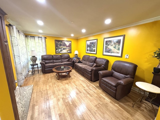 26575 N Fairfield Rd, Wauconda, IL 60084 - living area featuring crown molding, light wood-style flooring, and recessed lighting