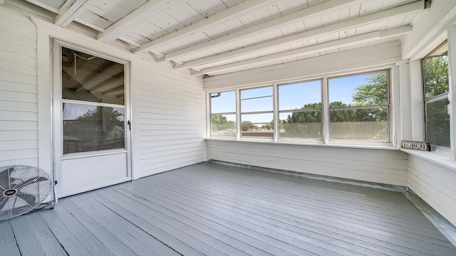 215 E 3rd St, Byron, IL 61010 - unfurnished sunroom featuring beam ceiling