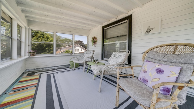215 E 3rd St, Byron, IL 61010 - sunroom featuring beamed ceiling
