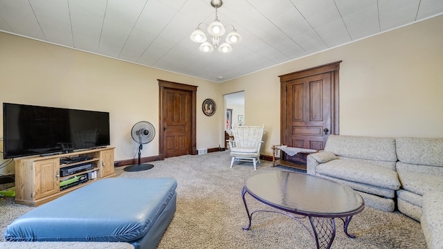215 E 3rd St, Byron, IL 61010 - living area with carpet flooring and a chandelier