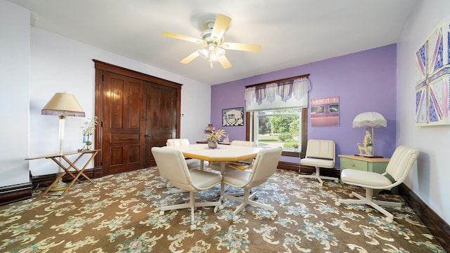 215 E 3rd St, Byron, IL 61010 - dining space with ceiling fan and carpet