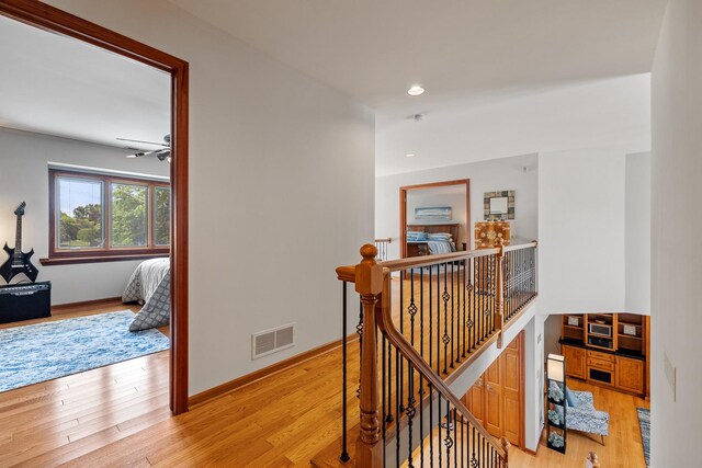 9901 Mission, Palos Park, IL 60464 - hall with an upstairs landing, light wood-style floors, and recessed lighting