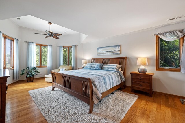 9901 Mission, Palos Park, IL 60464 - bedroom with ornamental molding, light wood-type flooring, and ceiling fan
