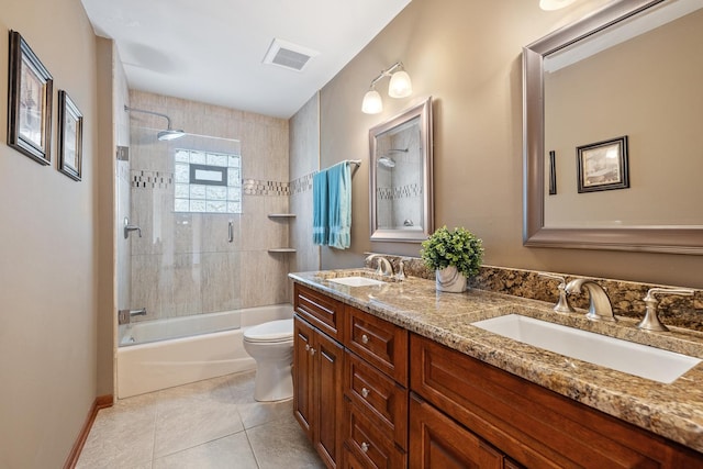 9901 Mission, Palos Park, IL 60464 - full bath featuring double vanity, shower / washtub combination, and tile patterned floors