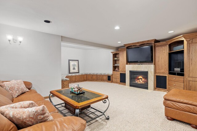 9901 Mission, Palos Park, IL 60464 - carpeted living room with a large fireplace and recessed lighting