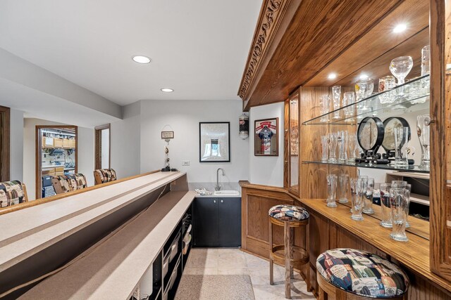 9901 Mission, Palos Park, IL 60464 - indoor wet bar featuring recessed lighting and light tile patterned flooring