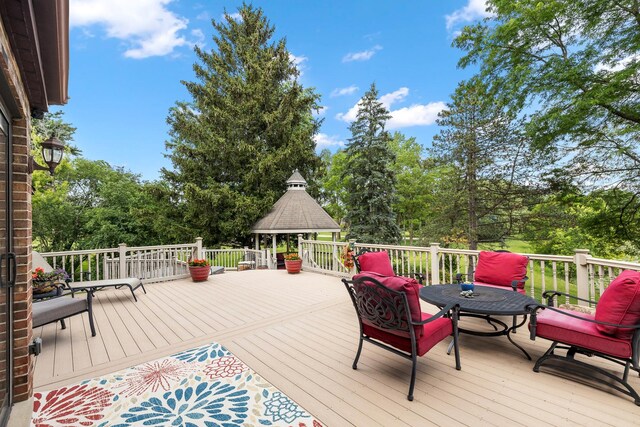 9901 Mission, Palos Park, IL 60464 - wooden terrace with a gazebo and view of wooded area