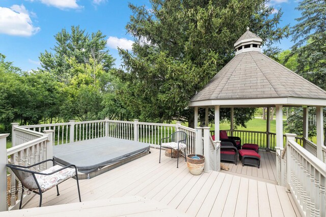 9901 Mission, Palos Park, IL 60464 - deck with a gazebo and view of scattered trees