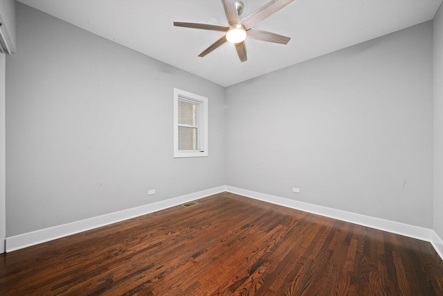 5426 N Bernard St, Chicago, IL 60625 - empty room featuring a ceiling fan and dark wood finished floors