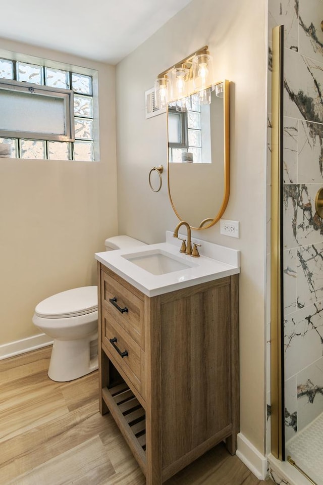2637 W 93rd Pl, Evergreen Park, IL 60805 - full bath with vanity, a shower stall, and wood finished floors