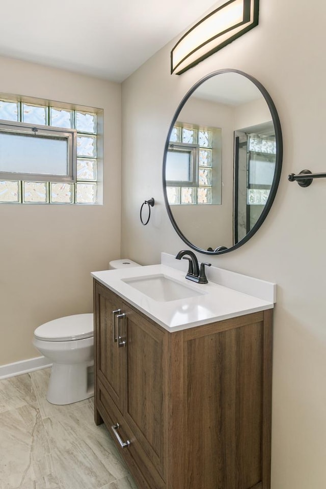 2637 W 93rd Pl, Evergreen Park, IL 60805 - half bathroom featuring vanity and marble finish floors