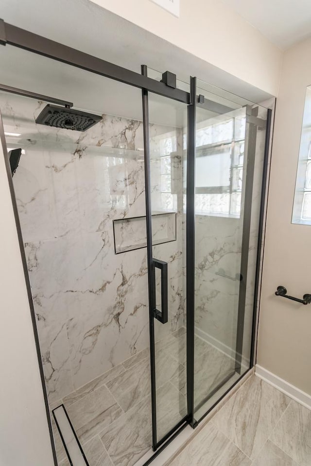 2637 W 93rd Pl, Evergreen Park, IL 60805 - bathroom featuring a marble finish shower and marble finish flooring