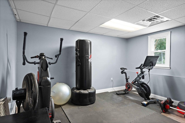 1106 Countryside Ln, Pontiac, IL 61764 - exercise room with a paneled ceiling