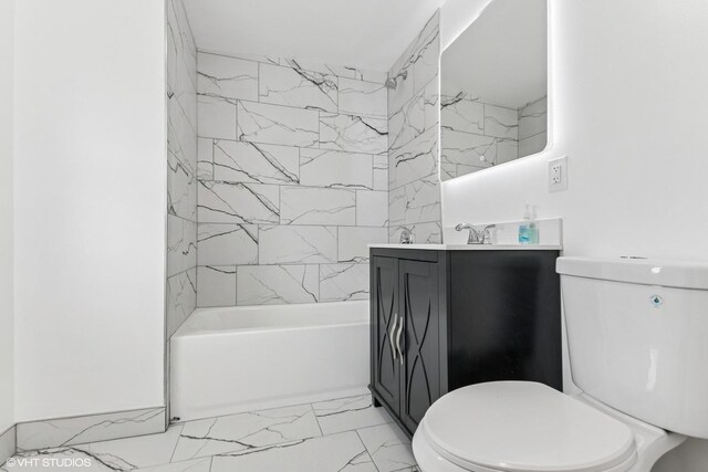 629 E 87th Pl, Chicago, IL 60619 - bathroom featuring marble look tile flooring, vanity, and shower / bathtub combination