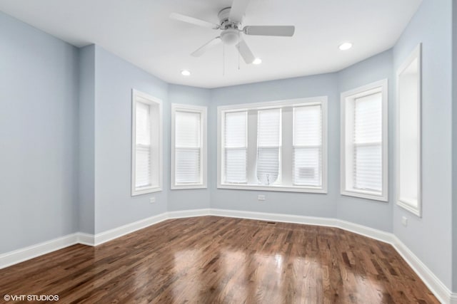 629 E 87th Pl, Chicago, IL 60619 - unfurnished room with dark wood-style flooring, a ceiling fan, and recessed lighting