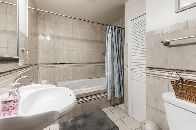29 Oak Ridge Ave, Hillside, IL 60162 - full bath with tile walls, tiled shower / bath, and tile patterned flooring