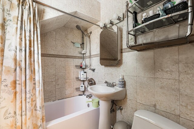 29 Oak Ridge Ave, Hillside, IL 60162 - bathroom with shower / bath combination with curtain and tile walls