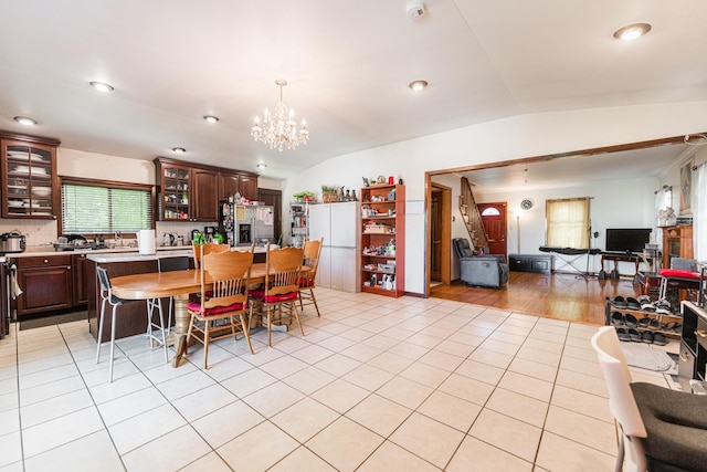 29 Oak Ridge Ave, Hillside, IL 60162 - dining room featuring a chandelier, recessed lighting, and light tile patterned floors