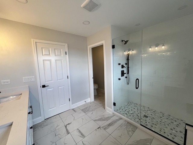 1266 Airs Ave, Sugar Grove, IL 60554 - bathroom with a shower stall, vanity, and marble finish flooring