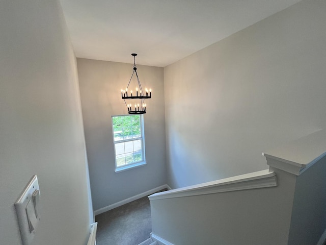 1266 Airs Ave, Sugar Grove, IL 60554 - stairway featuring a chandelier and carpet