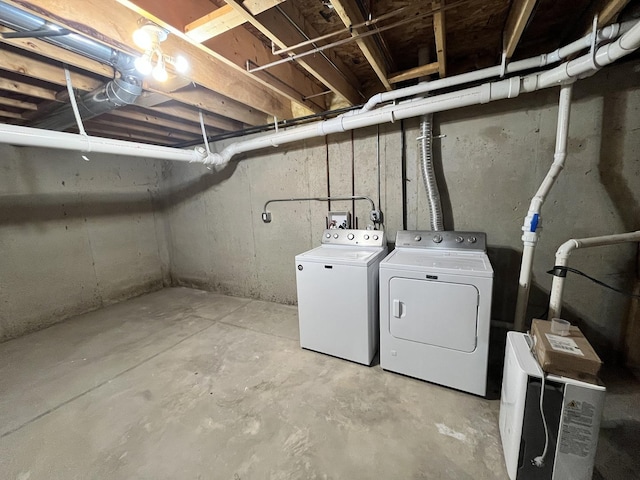 1266 Airs Ave, Sugar Grove, IL 60554 - unfinished basement featuring washer and clothes dryer