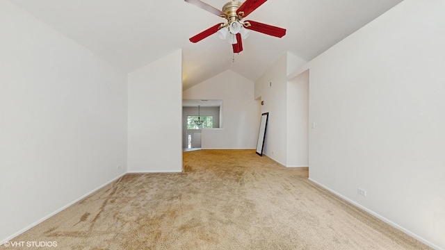 434 Cromwell Cir Unit 3, Bartlett, IL 60103 - spare room with carpet, ceiling fan, and lofted ceiling
