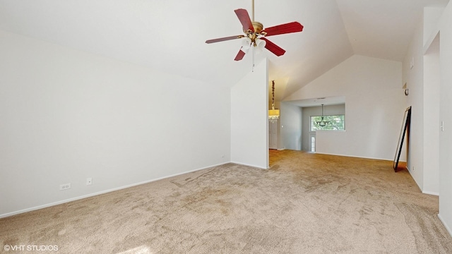 434 Cromwell Cir Unit 3, Bartlett, IL 60103 - carpeted empty room with a ceiling fan and high vaulted ceiling
