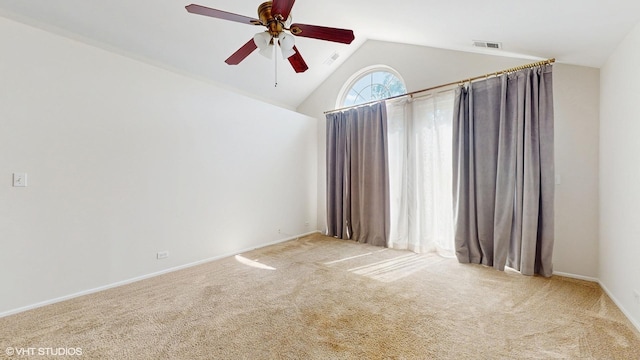 434 Cromwell Cir Unit 3, Bartlett, IL 60103 - empty room featuring vaulted ceiling, a ceiling fan, and carpet