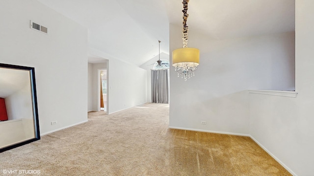 434 Cromwell Cir Unit 3, Bartlett, IL 60103 - carpeted spare room featuring lofted ceiling and a chandelier
