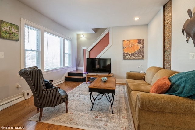 120 S Kinzie St, Thornton, IL 60476 - living area featuring wood finished floors, baseboard heating, and recessed lighting