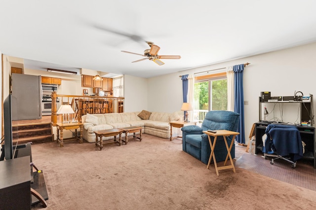 1707 Roosa Ln, Elk Grove Village, IL 60007 - living area featuring a ceiling fan and carpet floors