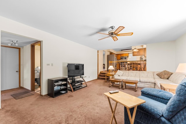 1707 Roosa Ln, Elk Grove Village, IL 60007 - living area featuring ceiling fan and light carpet