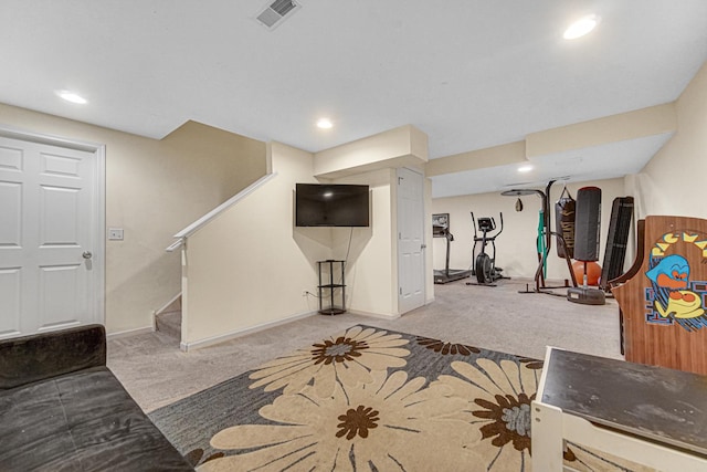 504 W Hillcrest Dr, Romeoville, IL 60446 - exercise area with carpet floors and recessed lighting