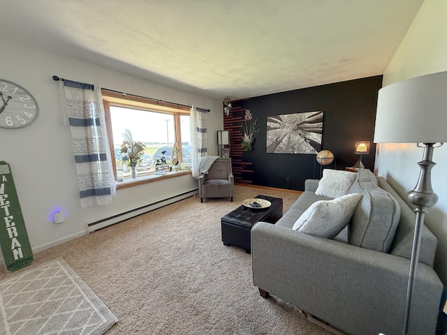 31535 E Thome Rd, Rock Falls, IL 61071 - carpeted living room with a baseboard radiator and baseboards