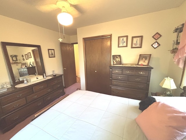 312 Water St, Earlville, IL 60518 - bedroom featuring a closet and ceiling fan