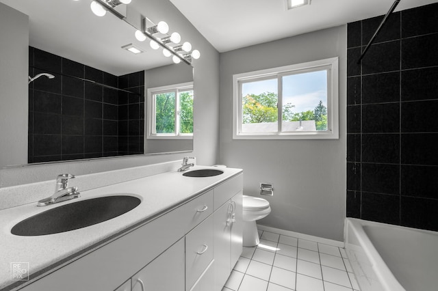 36665 N Traer Ter, Gurnee, IL 60031 - bathroom with double vanity, tile patterned floors, and tub / shower combination
