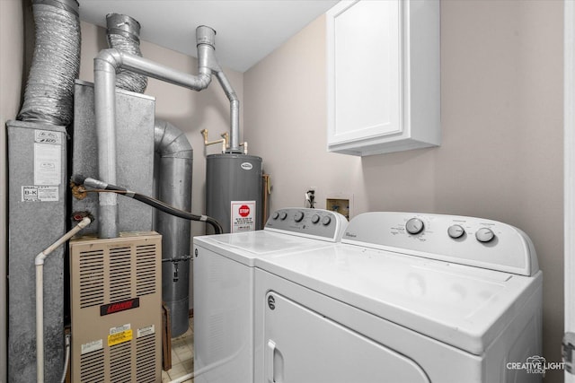 1517 Stoneridge Ct, Yorkville, IL 60560 - laundry room featuring water heater, independent washer and dryer, and cabinet space