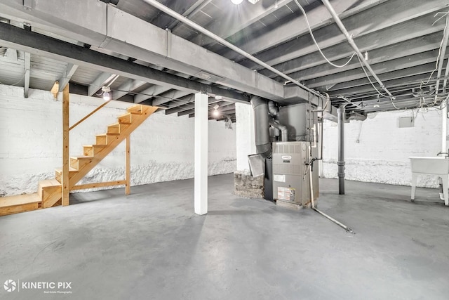 9613 S Yale Ave, Chicago, IL 60628 - unfinished below grade area with stairs and heating unit