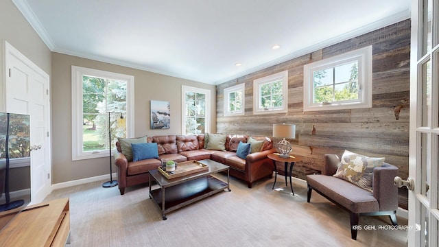 905 Burnham Ct, Aurora, IL 60502 - living area featuring wooden walls and ornamental molding