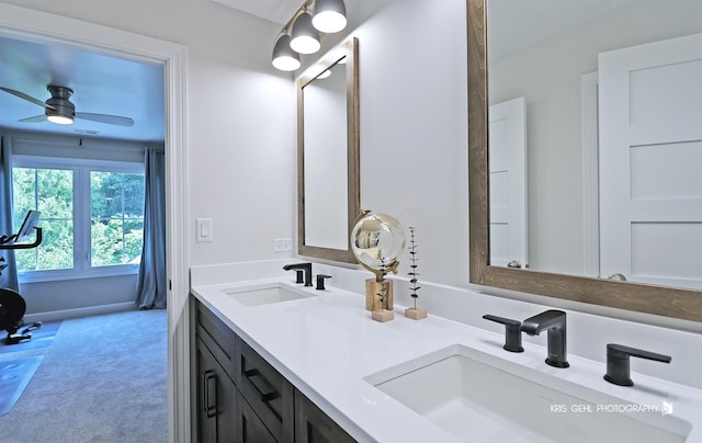 905 Burnham Ct, Aurora, IL 60502 - bathroom with double vanity and a ceiling fan